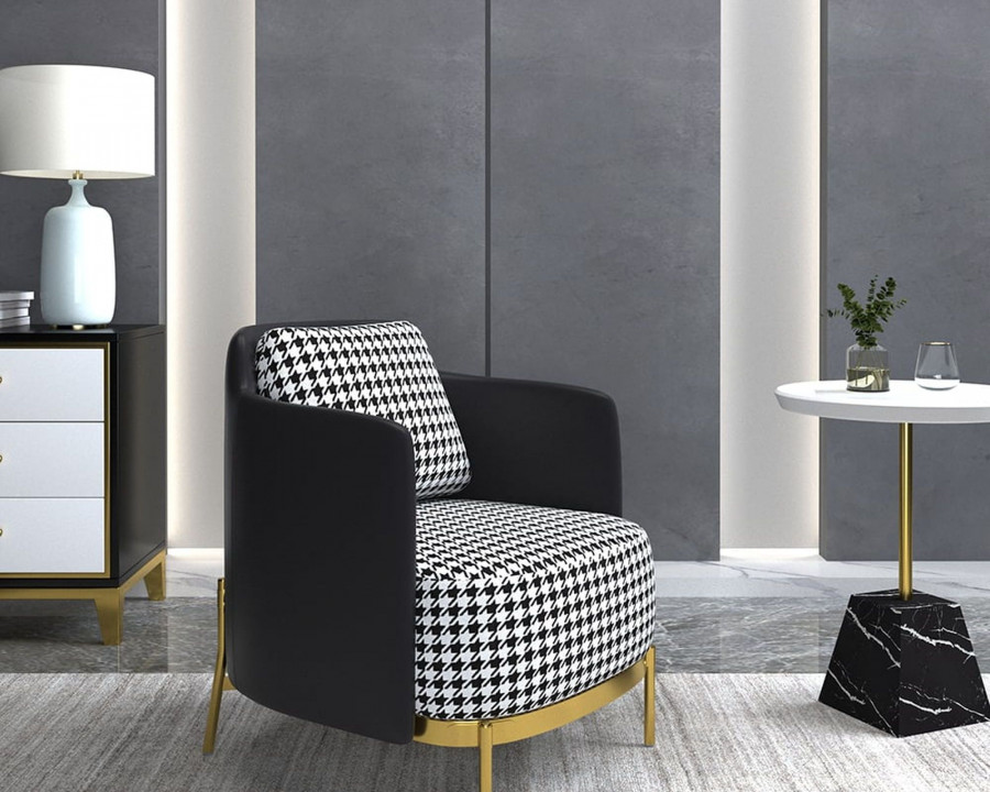 HMR Modern Accent Chair with Linen Upholstery - Black, Style B