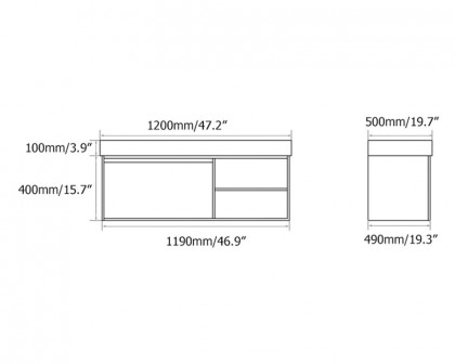 HMR Floating 47" Bathroom Vanity with Single Sink Wall Mounted Cabinet