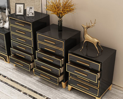 HMR Modern Accent Chest with 5 Drawers - Black, Large