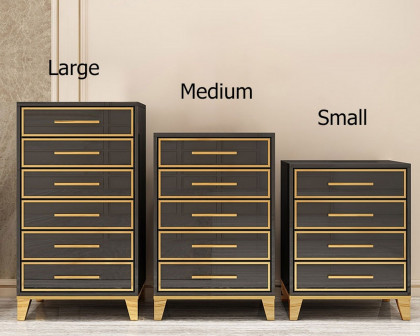 HMR Modern Accent Chest with 5 Drawers - Black, Large