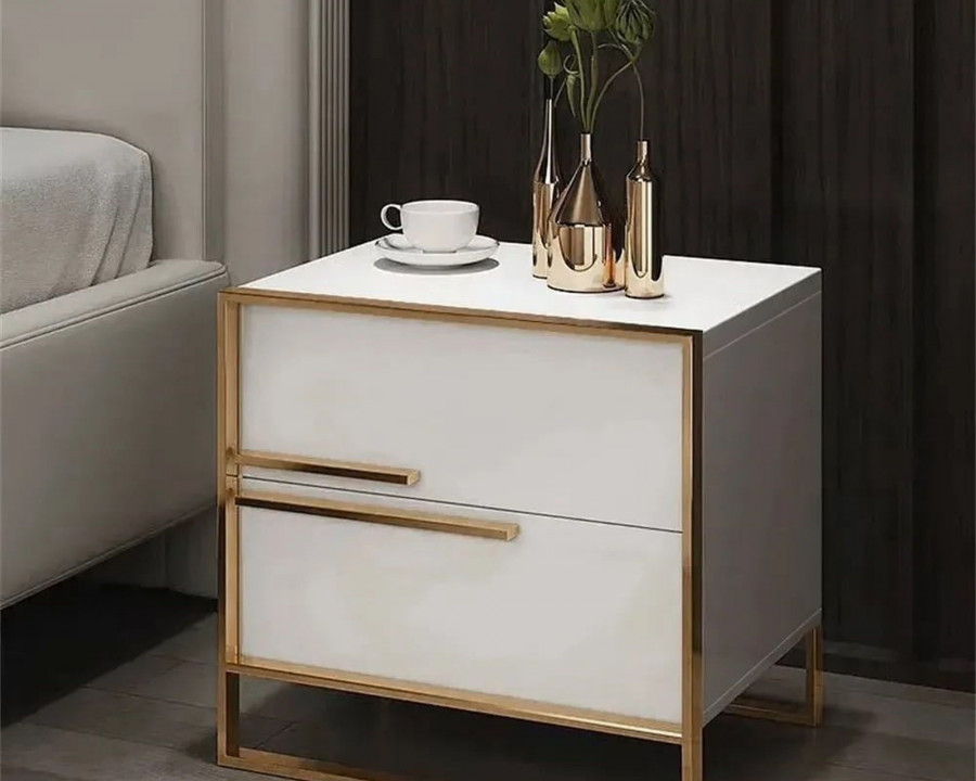 HMR Cylina Series Modern Square Nightstand with 2 Drawers