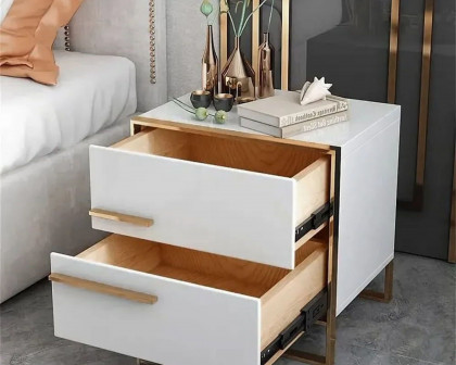 HMR Cylina Series Modern Square Nightstand with 2 Drawers