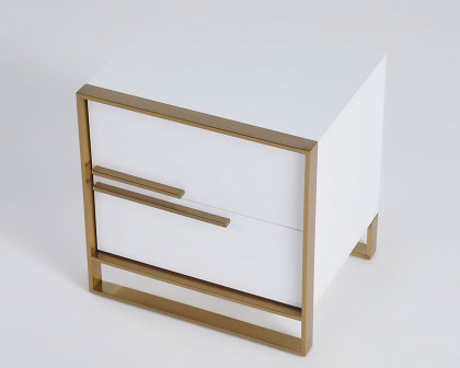 HMR Cylina Series Modern Square Nightstand with 2 Drawers