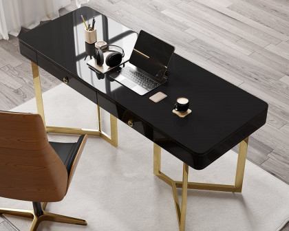 HMR Modern 55" Office Desk with Gold Tripod Base