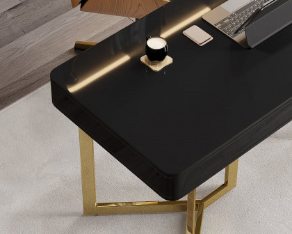 HMR Modern 55" Office Desk with Gold Tripod Base