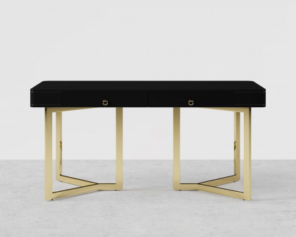 HMR Modern 55" Office Desk with Gold Tripod Base