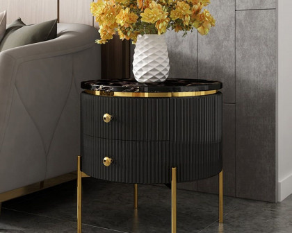 HMR Yelly Series 21" Round Side Table with Storage