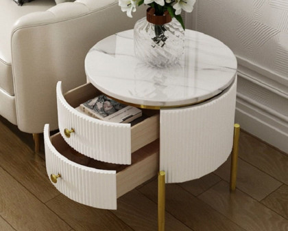 HMR Yelly Series 21" Round Side Table with Storage