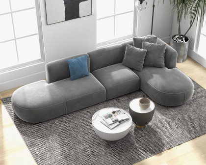 HMR Modern 136'' L-Shaped Corner Sectional with Pillows - Gray