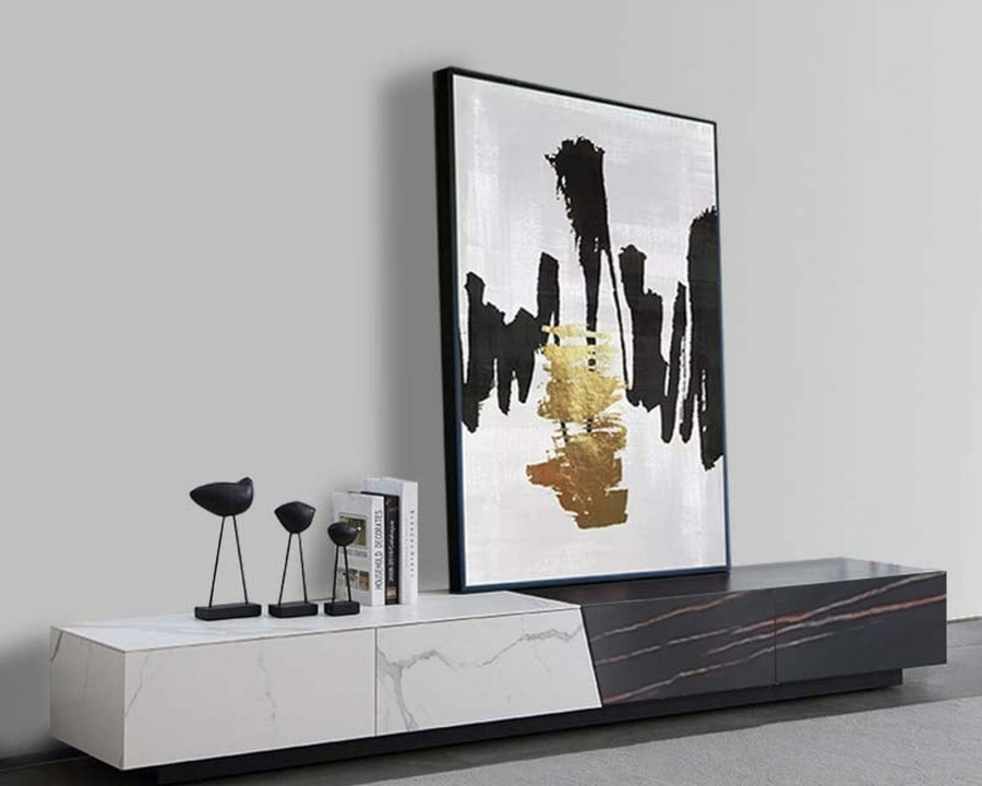 HMR - Sintered Stone TV Stand Media Console in White and Black