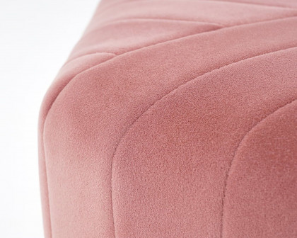 HMR Wide Hexagonal Pouf Ottoman - Pink, Velvet