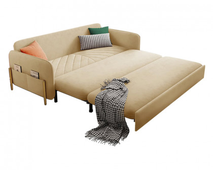 HMR Full 2-Seater Sleeper Sofa - Beige, Velvet