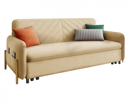 HMR Full 2-Seater Sleeper Sofa - Beige, Velvet