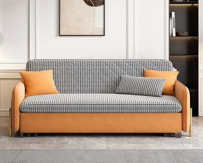 HMR King 3-Seater Sleeper Sofa - Orange, Leather