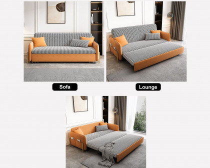 HMR King 3-Seater Sleeper Sofa - Orange, Leather