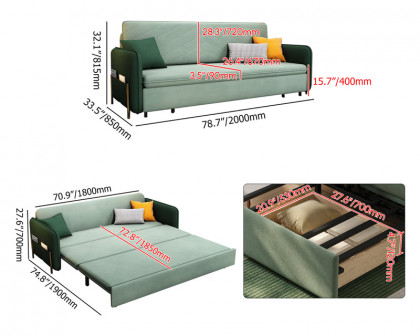 HMR King 3-Seater Sleeper Sofa - Green/Gold, Velvet