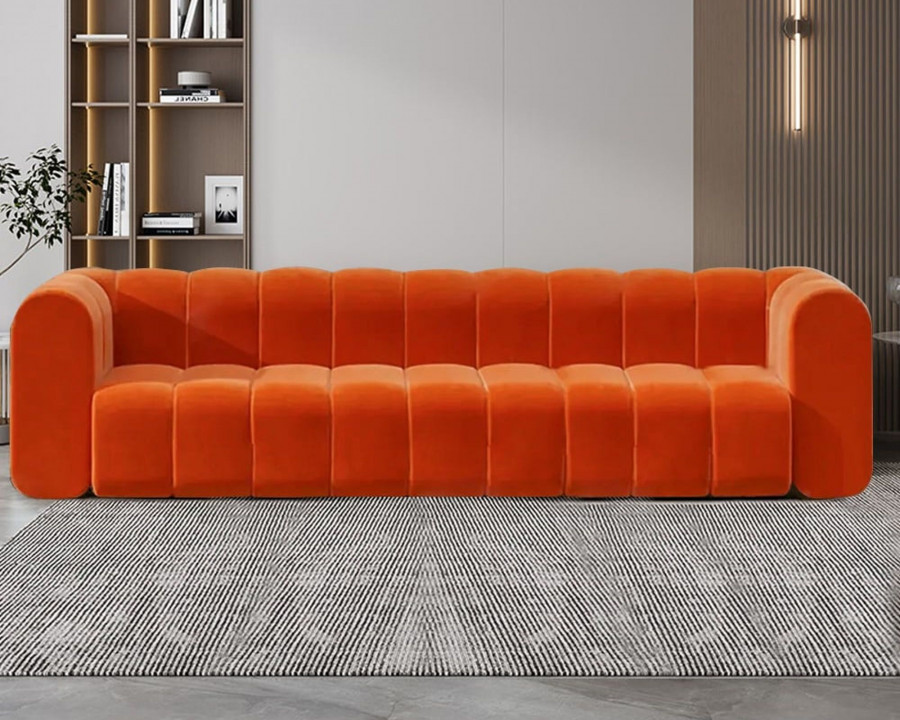 HMR Modern 3-Seater Sofa with Velvet Upholstered - Orange