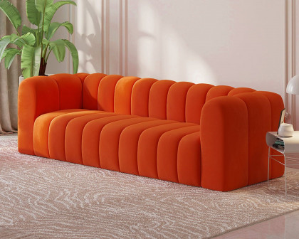 HMR Modern 3-Seater Sofa with Velvet Upholstered - Orange