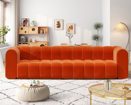 HMR Modern 3-Seater Sofa with Velvet Upholstered - Orange