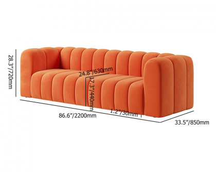 HMR Modern 3-Seater Sofa with Velvet Upholstered - Orange