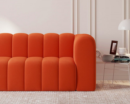 HMR Modern 3-Seater Sofa with Velvet Upholstered - Orange