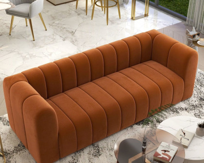 HMR Modern 3-Seater Sofa with Velvet Upholstered - Caramel