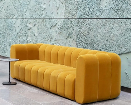 HMR Modern 3-Seater Sofa with Velvet Upholstered - Yellow