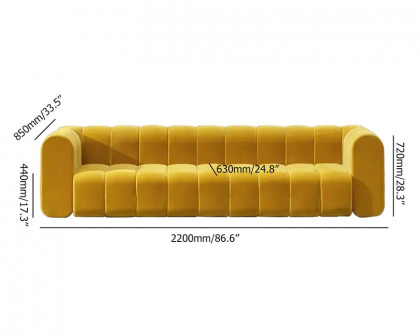 HMR Modern 3-Seater Sofa with Velvet Upholstered - Yellow