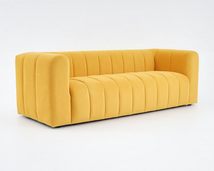 HMR Modern 3-Seater Sofa with Velvet Upholstered - Yellow