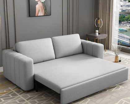 HMR King 3-Seater Convertible Sleeper Sofa with Linen Upholstery - Gray