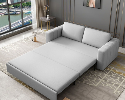 HMR King 3-Seater Convertible Sleeper Sofa with Linen Upholstery - Gray