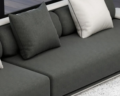 HMR Doart 112" Cotton & Linen 4-Seater Modern Corner Modular Sectional Sofa L-Shaped - Dark Gray