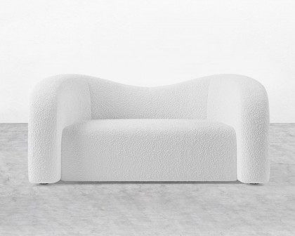 HMR Modern 67" Curved 2 Seater Sofa with Boucle Upholstered - White