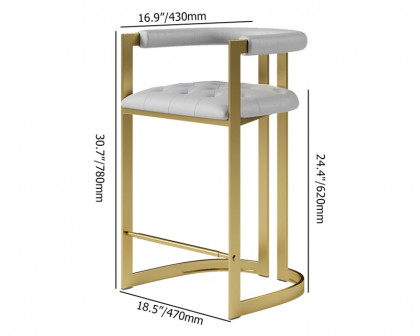 HMR Modern Leath-Aire Counter Stools with Upholstery - Gray, 1-Piece