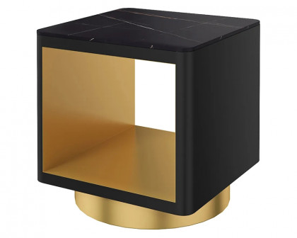 HMR Modern Side Table with Storage Hollow Cube - Black