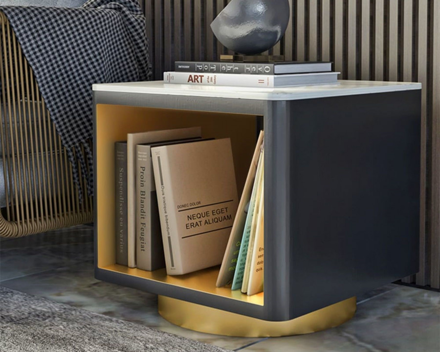 HMR Modern Side Table with Storage Hollow Cube