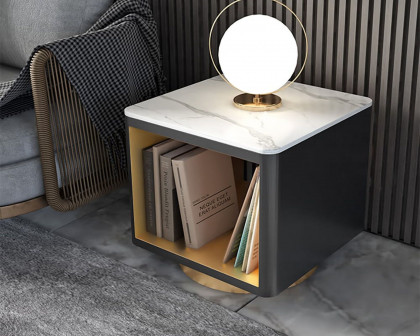 HMR Modern Side Table with Storage Hollow Cube