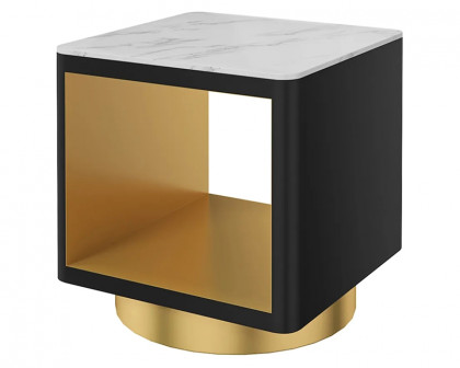 HMR Modern Side Table with Storage Hollow Cube - White