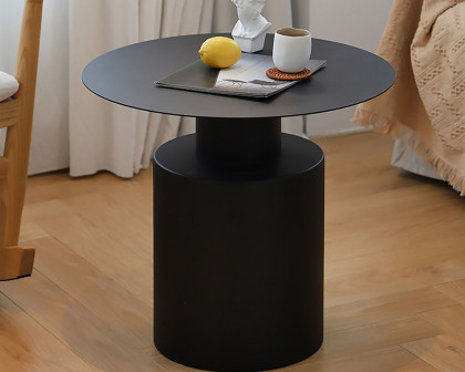 HMR - Round Metal Coffee Table Set of 2 in Black