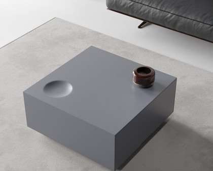 HMR - Square Coffee Table with Storage and Drawer in Gray