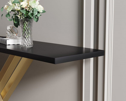 HMR 71" Narrow Console Table with Base Metal - Black