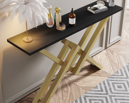 HMR 47" Narrow Console Table with Base Metal - Black