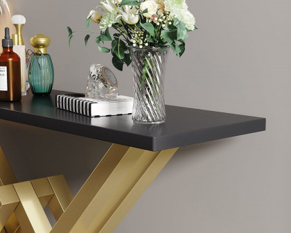 HMR 47" Narrow Console Table with Base Metal - Black