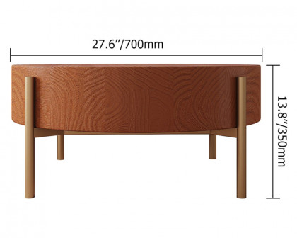 HMR - Retro Round Coffee Table with Metal Legs in Wood