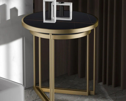 HMR Modern End Table Sets - Black, Marble