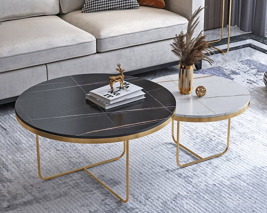 HMR Modern Round Nesting Coffee Table (Set of 2)