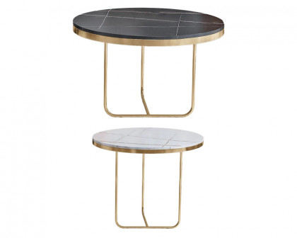 HMR Modern Round Nesting Coffee Table (Set of 2) - Black/White, Style A