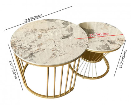 HMR Modern Nesting Coffee Table Set with Sintered Stone Top (Set of 2) - Pandora