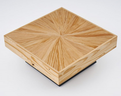 HMR - Square Coffee Table with Wooden Top in Black and Natural