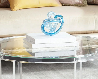 HMR - Round Acrylic Coffee Table with Tempered Glass Top in 31.5"Dia